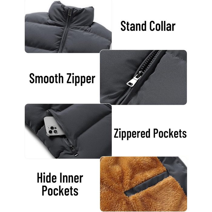 Чоловіча зимова жилетка AIEOE з підкладкою, стьобана жилетка з коміром-стійкою, без рукавів, синього кольору, розмір S