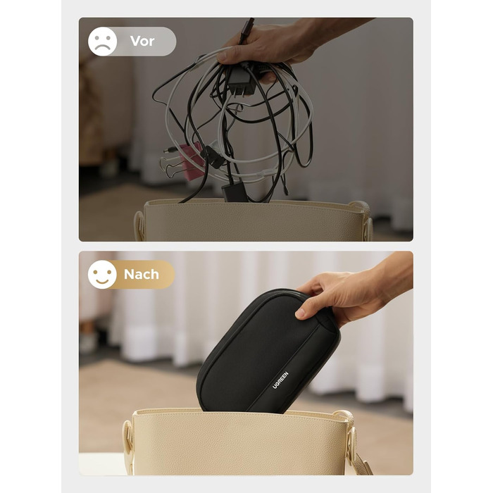 UGREEN Cable Bag Tech EDC Pouch, Cable Organizer Bag, Travel Essentials Cable Bag Organizer, Waterproof, Internal Zippered Layers, FOR Power Bank, Charger, Adapter, Cables, HDD