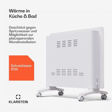 Електричний конвектор Klarstein 1500 Вт: енергозбереження, термостат, керування через додаток, мобільний, білий