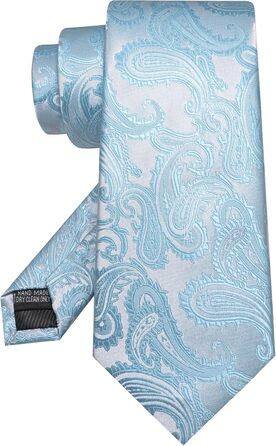 Краватка чоловіча JEMYGINS Paisley (блакитна) + хустинка + зажим + запонки + бутоньєрка для весілля, вечірки, бізнесу