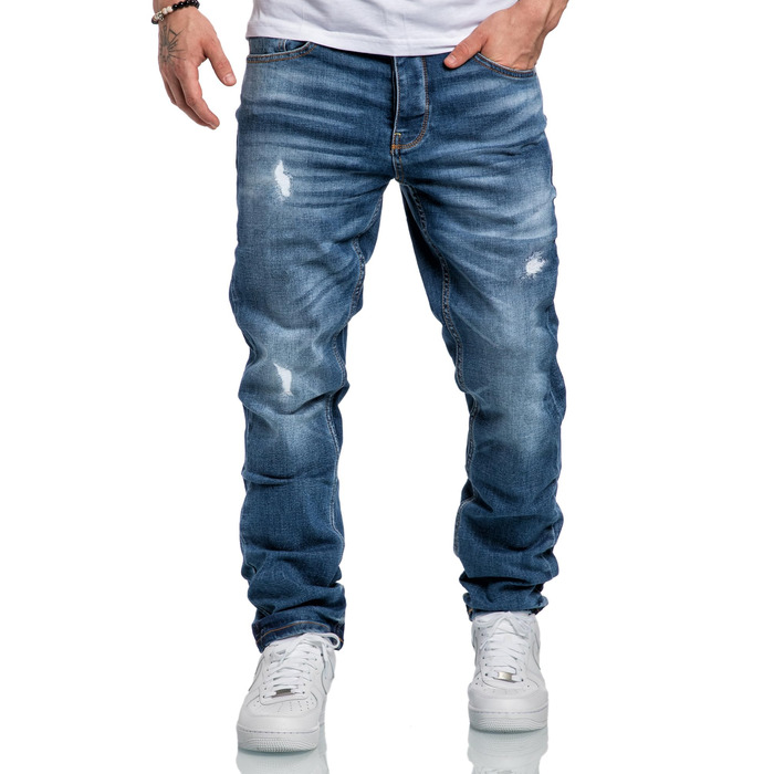 Чоловічі джинси Regular Straight Fit Denim Hose R7998 Hellblau (34W/34L) - Потертості