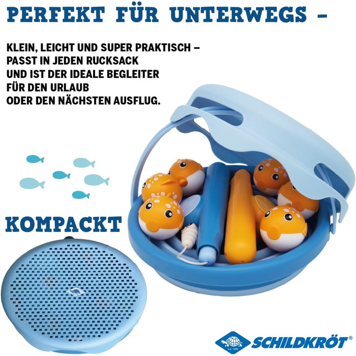 Schildkröt® Fishing Game Set, magnetic fishing game, for indoor and outdoor use, telescopic fishing rod, 3-liter collapsible bucket, BPA-free
