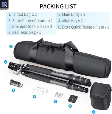 Професійний компактний карбоновий штатив INNOREL GT284C для DSLR-камер з кулею, максимальне навантаження 25 кг