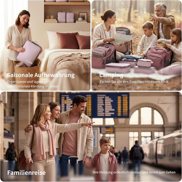 Набір кубиків-органайзерів для подорожей Cipway Kompressions, 6 шт. (білий, Mauve Pink)