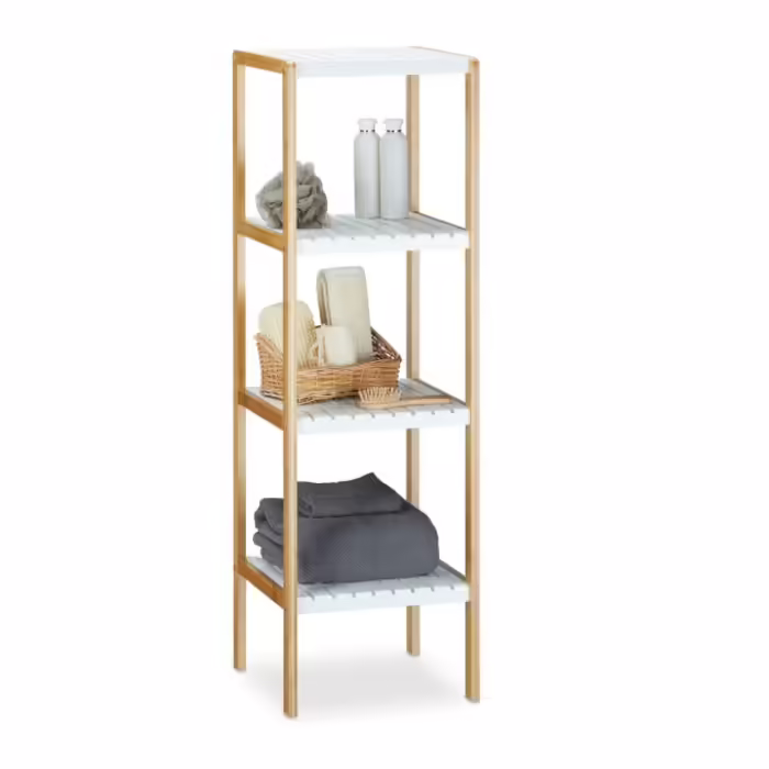 Relaxdays Bamboo Shelf with 4 Shelves