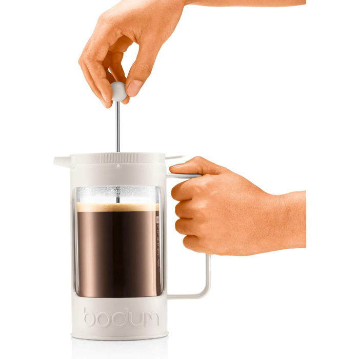Bodum BEAN Coffee Maker for 8 Cups (Press Filter System, Insulated, Drip-Stop, 1.0 liters) (Creme, 8 Cups)