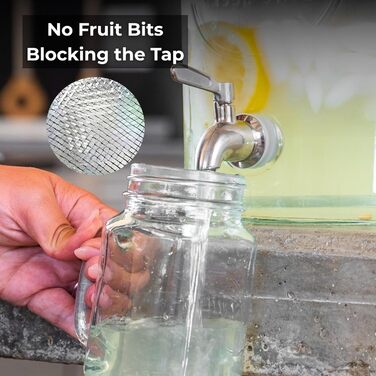 Скляний диспенсер для напоїв Smiths Mason Jars з нержавіючою сталею – 5 л, для вечірок та заходів на відкритому повітрі