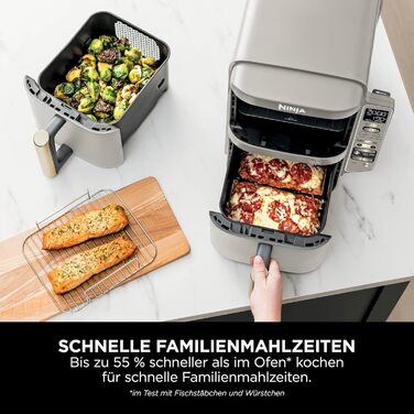 Ninja Foodi FlexDrawer AF500EUSD - Аерофритюрниця з двома зонами 10.4 л, MegaZone, антипригарне покриття, колір - золотий