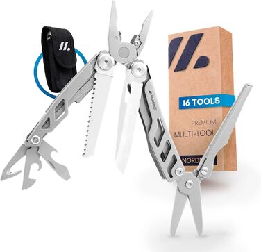 Multitool [16 in 1] Stainless Steel Pocket Knife with 16 practical tools | Outdoor Knife Multifunction Tool Foldable with Pliers, Scissors, Knife, and Saw for Outdoor and Camping