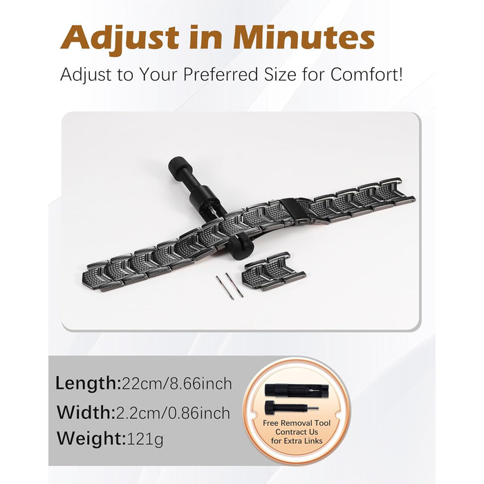 Медальйон з міді для чоловіків, 99% масивна мідь, магнітний браслет з магнітами, регульований розмір, з подарунковою коробкою (чорний щит)