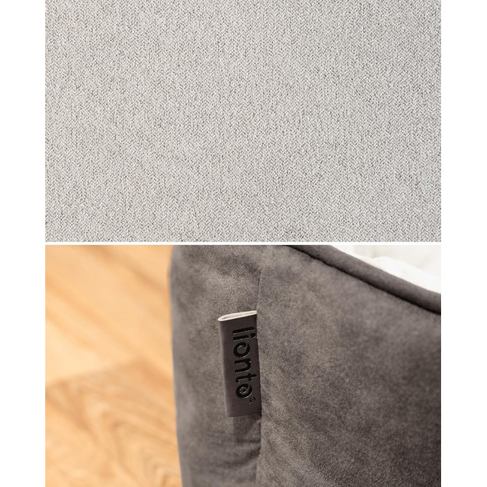 Ліжко для собак Lionto 2-в-1 з комфортним входом, м'яке лежання для домашніх тварин, підходить для собак та котів, 80x60 см, подушка для собак з легкою у догляді оксамитовою обробкою, сірий колір (Д 80 x Ш 60 x В 26 см (з нанесенням імені), Темно-сірий/Св