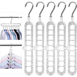 Набір з 5 компактних вішалок Cooltto 9-в-1: обертання 360°, антиковзаючі, з PET, для подорожей, органайзер для шафи, прозорі