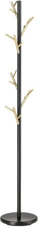 IDIMEX Clothes Rack ZENO made of metal, coat rack in green paint, jacket stand with 6 practical hooks (Black/Gold)