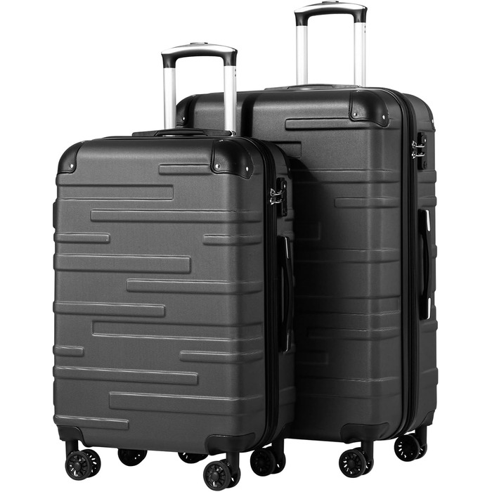 Валіза COOLIFE з жорстким корпусом, розширювана, з TSA-замком та 4 колесами, ABS, блакитно-зелений, ручна/великі розміри (набір 2 шт: M + L)