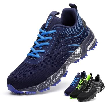 Чоловічі та жіночі робочі черевики Furuian з металевим носком. Легкі, спортивні, дихаючі, захисні черевики-кросівки (37 EU, блакитні)