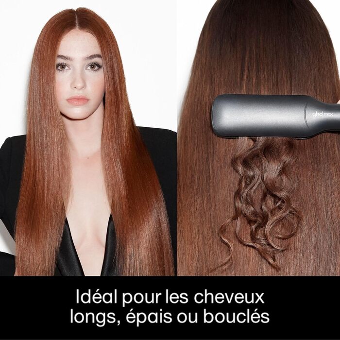 Випрямляч для волосся ghd max - професійний, чорний, для довгого, густого та кучерявого волосся