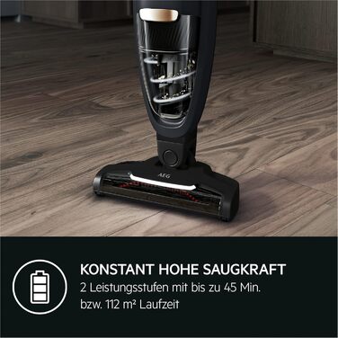 AEG QX6-1-45AN Cordless Vacuum Cleaner / Bagless Vacuum Cleaner / Quiet / Cordless Handheld Vacuum / 45 min Runtime / Lightweight / Hard Floors / 2in1 / Pet Hair / Dog / Cat / Carpet / Car / Grey