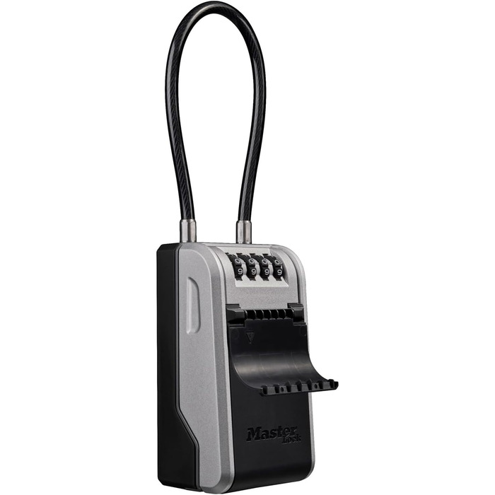 Master Lock Outdoor Key Safe Wall Mount - XL with Cable Lock - 11.9 x 8.5 x 3.6 cm