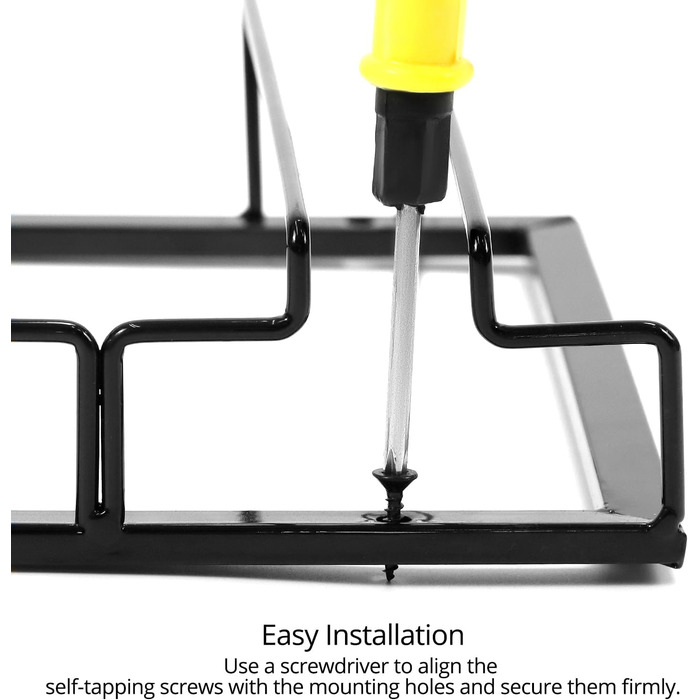 Підставка для вина QWORK® на 7 рядів, чорна - металева підставка для склянок під шафу, для барної кухні