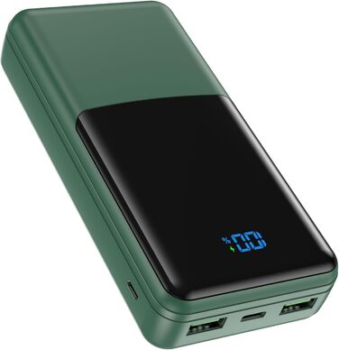 Power Bank Coblob 27000mAh з LED дисплеєм, 3 входами/виходами, USB-C 30W, для смартфонів, планшетів, AirPods та іншого (темно-зелений)