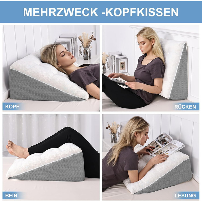 Підголовник для ліжка та дивана HAVARGO з піною з пам'яті - 55x55x25 см. Ергономічний підголовник для підтримки спини, рефлюксу та сну з апное. Ідеальний для читання та відпочинку.