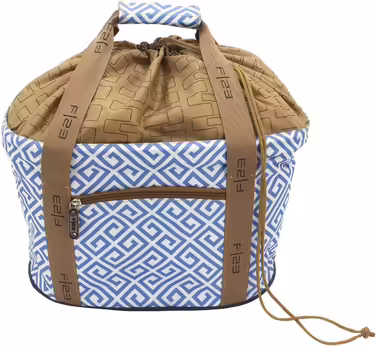 F|23, Shopping Basket, SHOPPERS'DELIGHT, Integrated Protective Cover, Polyester, 42 x 27 x 26 cm, approx. 20 liters, blue/white, 84110-5