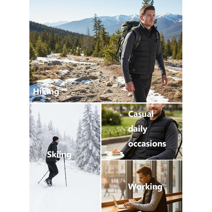 Чоловіча жилетка VtuAOL, тепла зимова жилетка з флісовою підкладкою, для активного відпочинку, чорна, XL