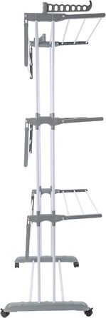 Сушарка для білизни H&F Turmwäscheständer 4-ярусна на колесах з гальмами, 170 см, до 40 кг