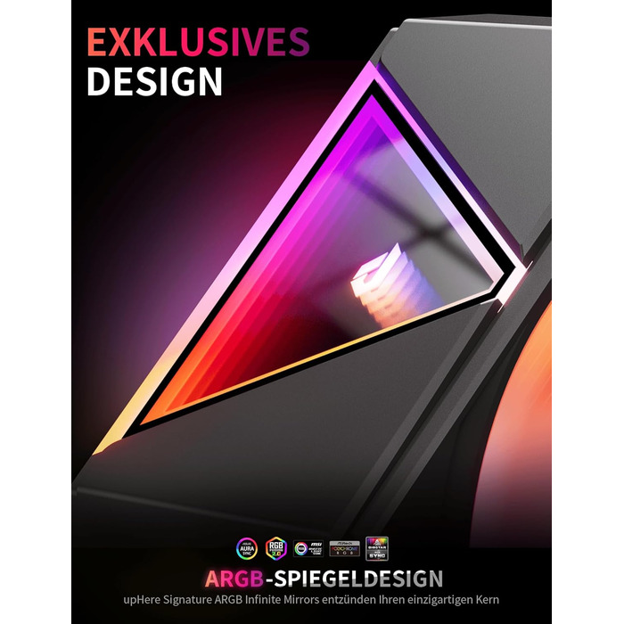 upHere UP1 Elite KC4C: Кулер для процесора з RGB підсвічуванням, 120мм, 4 теплові трубки, сумісний з AMD AM4/AM5 та Intel