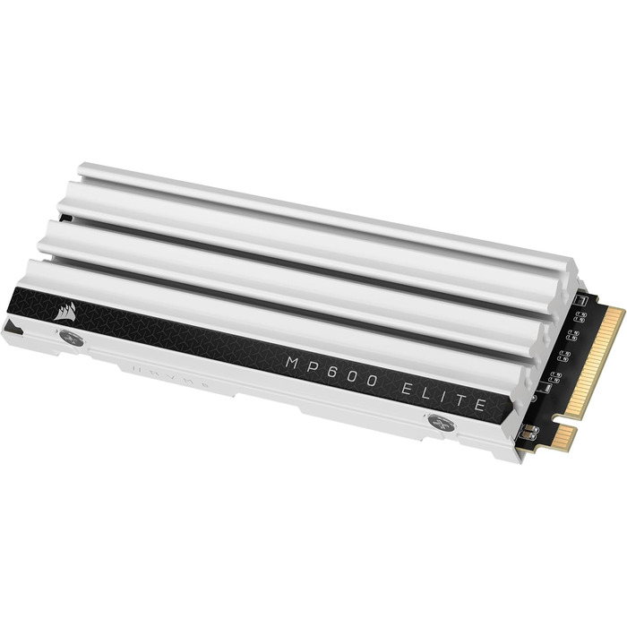 SSD Corsair MP600 Elite 1TB M.2 PCIe Gen4 x4 NVMe з кулером - для PS5 - Швидкість до 7000 МБ/с - Білий