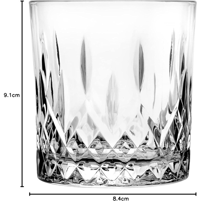 Набір келихів для віскі Glasmark KROSNO 1992, 6 шт, 280 мл, для коньяку, рому, джину, коктейлів, скляні, з огранюванням, для посудомийної машини