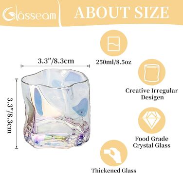Набір склянок для віскі з нерівними складками, 250 мл. Стильні келихи для скотчу, бурбону, рому. Ідеальний подарунок для тата, чоловіка, друзів.