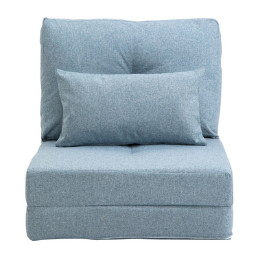 HOMCOM Floor Recliner 2-in-1 Folding Bed with Adjustable Backrest, Floor Sofa with Decorative Cushions, Floor Seat Cushion for Living Room, Bedroom, Linen, Sky Blue | Aosom