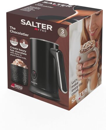 Електричний шоколатьє Salter Chocolatier: приготування гарячого шоколаду, пінка для кави, нагрів молока, 500W, бездротовий, LED-панель, 240/115мл, EU штекер