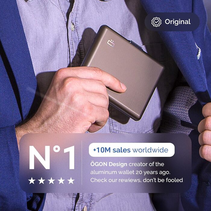 Гаманець ÖGON DESIGNS Smart Case Big Stockholm з алюмінію, велика місткість, RFID-захист, алюміній-титан (універсальний)