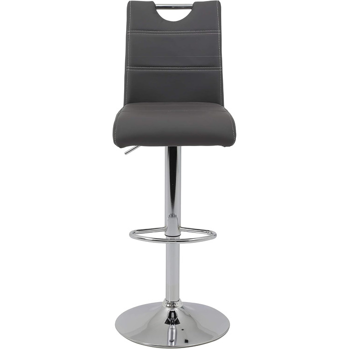 Hela Miranda Bar Stools - 2 Pack, Adjustable Height, 360° Swivel, Grey Faux Leather - Bistro Chairs