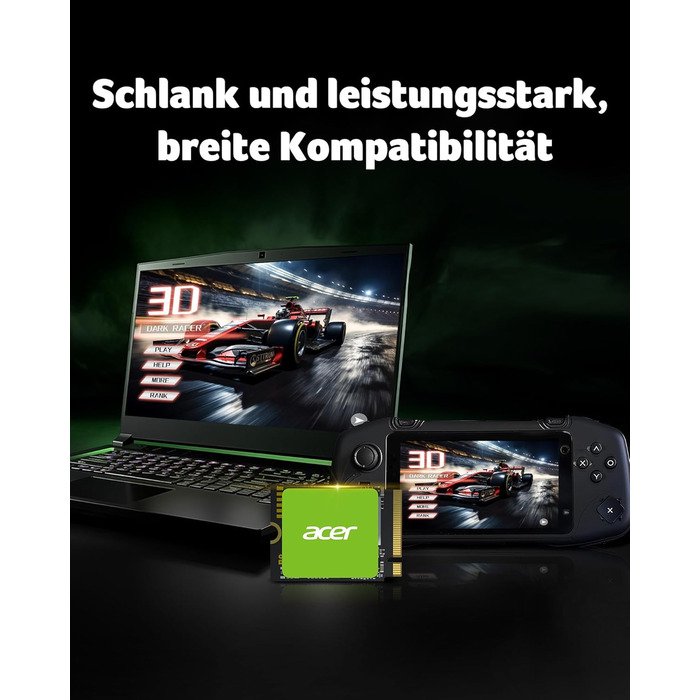 SSD Acer MA200 Gen4 1TB PCIe 4.0 NVMe M.2 2280 - Швидкість до 7200 МБ/с, HMB, SLC, для ПК, ноутбука, PS5