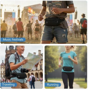 Захисна поясна сумка VINATO з RFID-захистом (сіра/чорна)