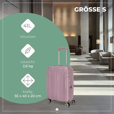 Валіза Travelite ELVAA Rosé 66 см (72-77 л) з розширюваним об'ємом, TSA-замком та захисними кутками. Набір валіз (L/M/S).