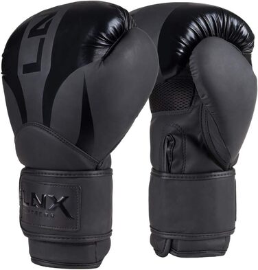 Боксерські рукавички LNX Nitro - чоловічі, жіночі, дитячі, 8, 10, 12, 14, 16 Oz - для кікбоксингу, боксу, муай-тай, ММА, спарингу, тренувань. Чорний колір, Ultimatte