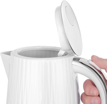 Russell Hobbs Kettle [1.7L 2400W] Eden White, Stainless Steel Accents (removable scale filter, lid opening with push button, water level indicator, illuminated switch, BPA free) Teapot 27360-70
