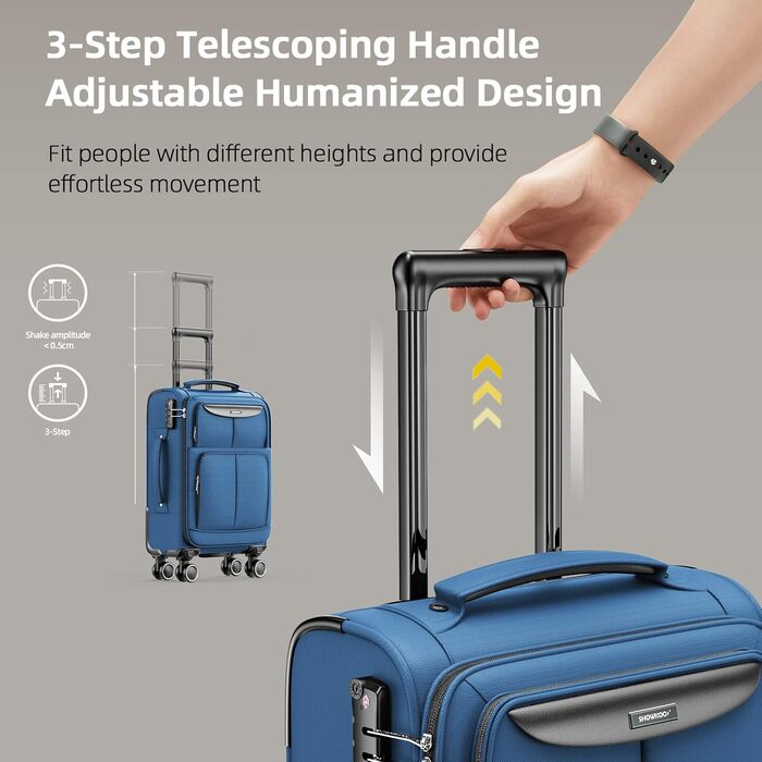 Набір валіз SHOWKOO 3 шт. з м'якою шкаралупою, розширюваний, легкий, міцний, з TSA замком та 4 колесами (6 - небесно-блакитний)