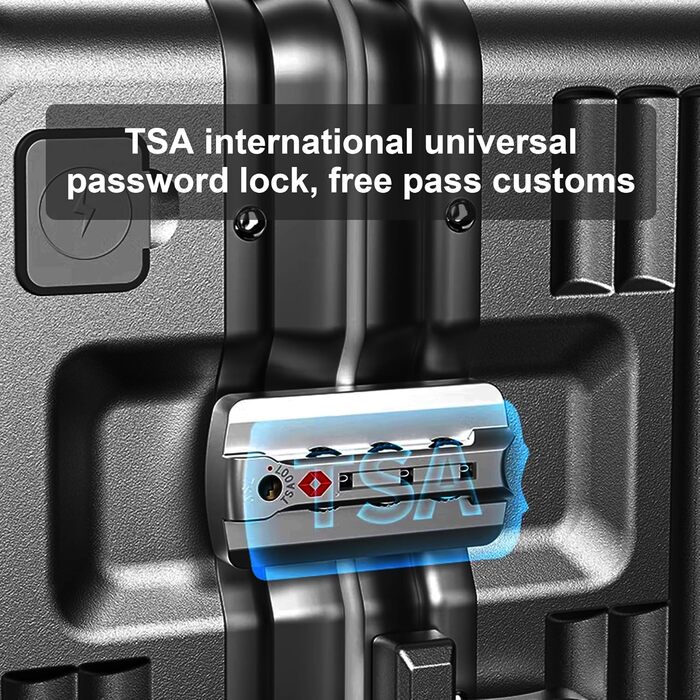 Чемодан ручної поклажі для весни/літа, відповідає вимогам авіакомпаній, з TSA-замком, 360° колесами, PC-корпусом та міцним алюмінієвим каркасом, підходить для розмірів 20'', 24'' та 26'' (20'', 24'') Чорний