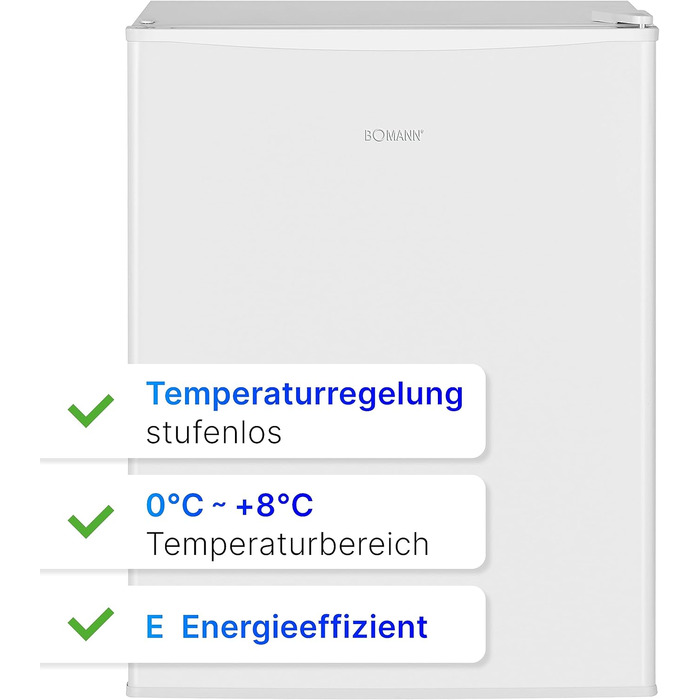 Холодильник Bomann KB 7347 Mini 58 л з регулюванням температури та змінним напрямком відкривання дверцят, чорний (модель 2023)