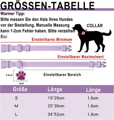 Нашийник для собак з металевою застібкою, двосторонній з іменем та номером телефону, регульовані розміри для маленьких собак, M та L