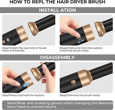 UKLISS Multistyler 7-в-1: фен, плойка, щітка для волосся, 1400W, турбіо, 3 температурні режими, насадки для локонів та випрямлення, чорний/турквіс