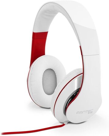 Навушники FANTEC SHP-250AJ Stereo HiFi, білий/червоний, без мікрофона