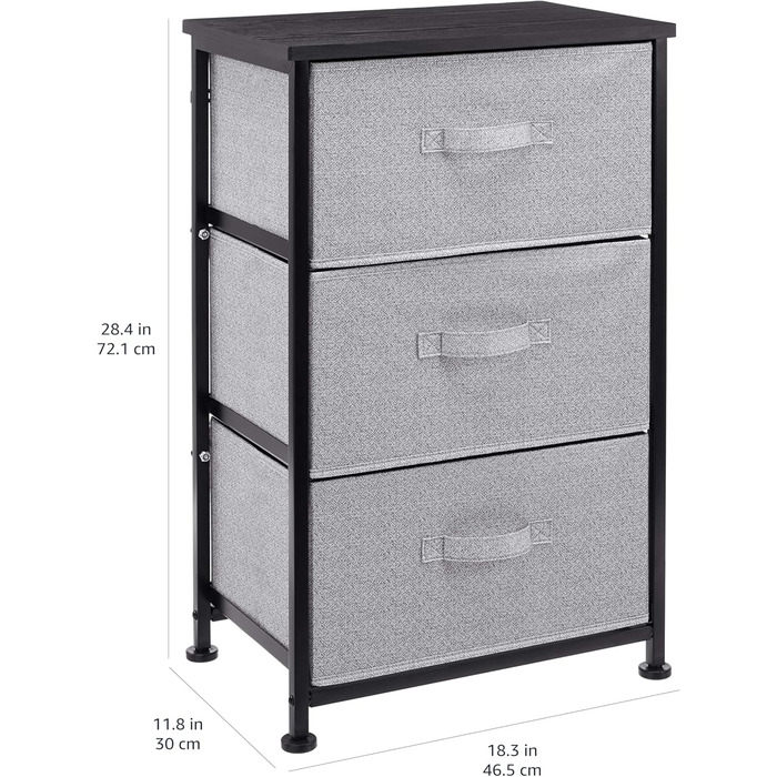 Amazon Basics - Closet Storage Organizer with 3 Fabric Drawers, Black