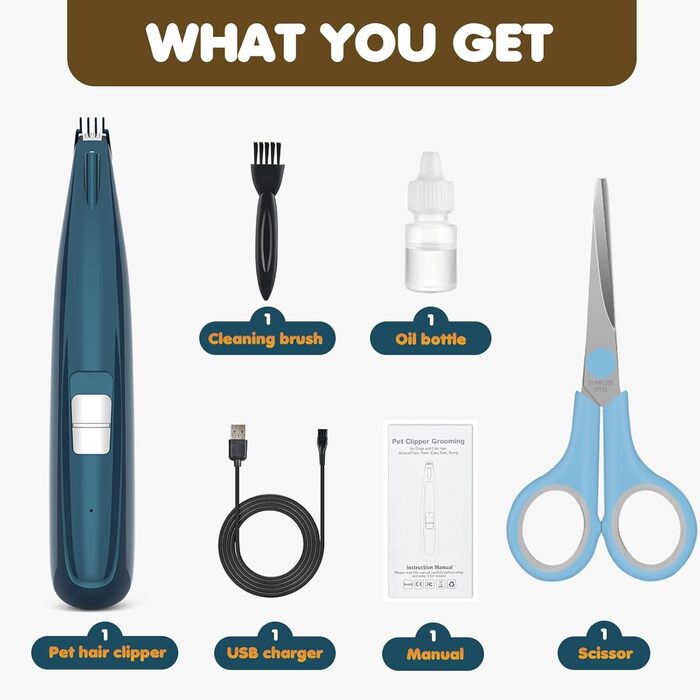 Професійна машинка для стрижки шерсті собак та котів з LED-підсвічуванням, акумуляторна