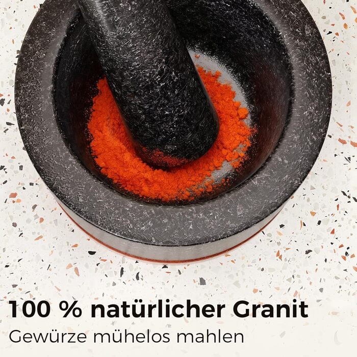 Набір ступки зі ступкою, млин для спецій та трав, подрібнювач пігулок. Ідеально для приготування гуакамоле вдома. Масивна чаша з каменю (Чорний G, велика). Чорний G велика
